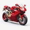 Luxurious Red Motorcycle On White Background - Hyper-realistic Sci-fi Design