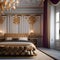 A luxurious, Rococo-inspired bedroom with opulent furnishings, gold accents, and intricate details5