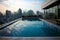 Luxurious rooftop pool with urban skyline view