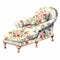 Luxurious Rose-covered Chaise: A Delicately Detailed Aquarellist\\\'s Illustration