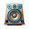 Luxurious Rustic Still Lifes: A Cartoon Speaker In Light Brown And Aquamarine