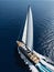 Luxurious Sailing Yacht Gliding on the Blue Sea.AI Generated