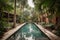 luxurious, serene oasis with crystal-clear swimming pool and garden of palms and cacti