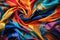 Luxurious Silk textile colorful fabric. Generate Ai