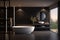 Luxurious spa-like bathroom with a freestanding bathtub, black marble accents, and soothing lighting, creating a serene oasis for