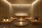 luxurious spa, with warm lighting and natural textures interiors, designed for ultimate relaxation