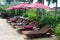 Luxurious sun loungers and parasols