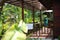 Luxurious tropical plants in a spa resort with hammock on the terrace in the jungle