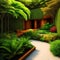 Luxurious tropical pool villa with refined architecture in a lush greenery garden. generative ai