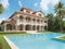 Luxurious villa with outdoor swimming pool. Generative AI