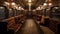 Luxurious vintage interior of train wagon with comfort seats. Generative AI