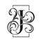 Luxurious vintage lettering J monogram logo monochrome