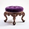 Luxurious Vintage Purple Velvet Foot Stool - 3d Model