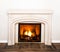 Luxurious White Marble Fireplace and empty wall