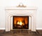 Luxurious White Marble Fireplace and empty wall