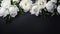 Luxurious White Peonies On Black Background With Copy Space