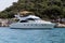 Luxurious white powerboat