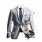 Luxurious White Suit With Trash-inspired Design
