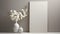 Luxurious White Vase And Flower On Grey Background - Oriental Minimalism