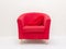 Luxurious wood frame armchair with red fabric seat