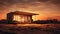 Luxurious Wooden Cabin In The Desert At Sunset