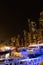 Luxurious yachts at Dubai Marina pier night view UAE