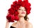 Luxurious young girl with red roses hairstyle