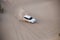 Luxurous white SUW 4x4 on desert safari on dunes exreme racing in arabia travel rally on sand in sports vehicle