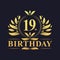 Luxury 19th Birthday Logo, 19 years celebration