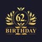 Luxury 62nd Birthday Logo, 62 years celebration