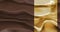 Luxury abstract brown background with gold segment. Abstract melting brown wall. Current thick chocolate.