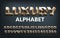 Luxury alphabet font. 3d golden dotted letters and numbers.