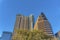 Luxury apartments modern house facade against blue sky in Austin Texas