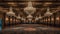 Luxury architecture illuminated by chandeliers in a majestic entrance hall generated by AI