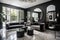 luxury art deco home with sleek modern furnishings, luxurious bath and kitchen