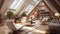 Luxury Attic Interior with Elegant Furniture and Architectural Design