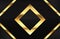 Luxury background with Glossy Gold rhombus shape and hexagonal surface pattern. Elegant shiny gold metal on black background.