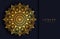 Luxury background with gold islamic mandala ornament on dark surface