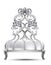 Luxury Baroque chair Vector realistic 3D design. Rich carved ornaments Silver colors