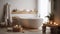Luxury bathtub, elegant decor, tranquil relaxation scene generated by AI