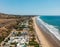 Luxury beachfront properties in Malibu, California, drone view