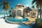 luxury beachfront villa with private pool, hot tub and fitness area