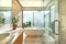 Luxury beautiful interior real bathroom features basin with bright space