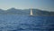 Luxury beautiful yacht in blue sea on mountain background, Mediterranean sea