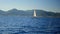 Luxury beautiful yacht in blue sea on mountain background, Mediterranean sea