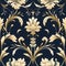 Luxury black, gold, grey floral wallpaper and background with seamless pattern