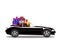 Luxury black modern cartoon cabriolet car full of gift boxes