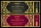 Luxury black and red theater ticket with golden vintage pattern