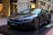Luxury BMW i8 hybrid electric coupe Is on sale at the State Department Store in Moscow.