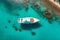luxury boat anchored near beach with aerial view ai generated